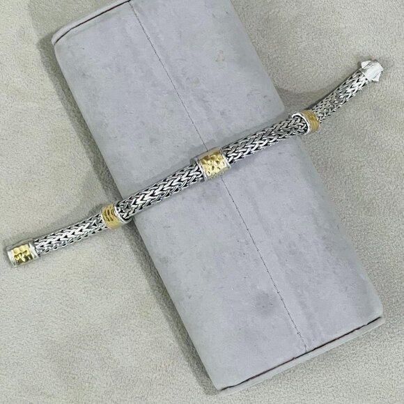 John Hardy Palu Silver 925 and 22k Gold Bracelet - Picture 2 of 7